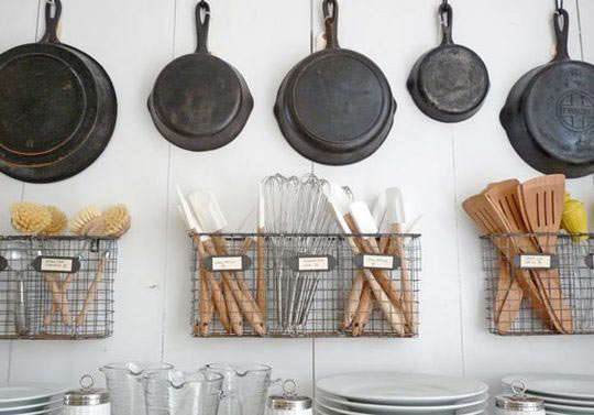 cast iron pans row