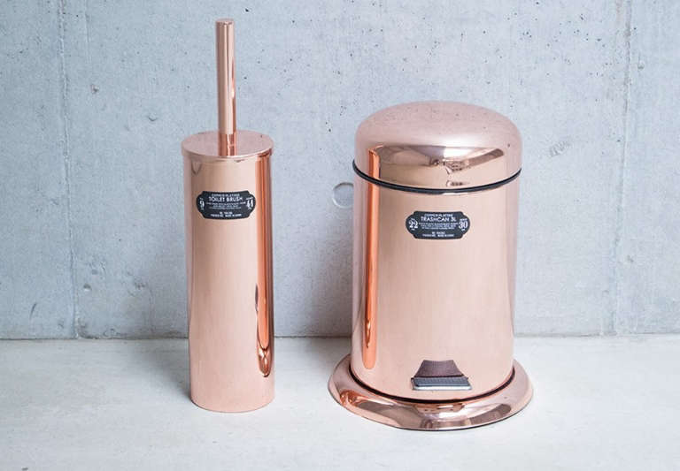 puebco copper trash can toilet brush  